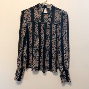 Forever 21 Black Floral Blouse